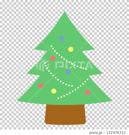 シンプルで可愛いクリスマスツリーのイラスト素材 132976312