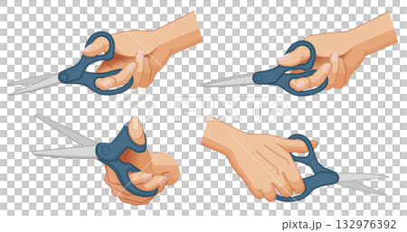 ハサミを持つ手のバリエーション ハサミを持つ手のバリエーション 132976392