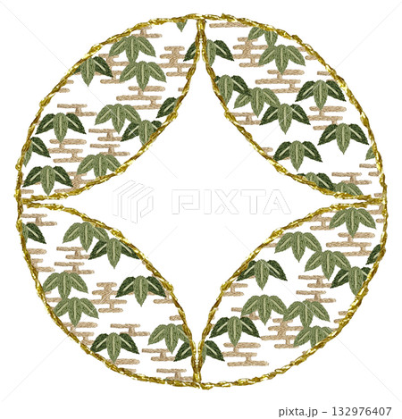 【笹のパターン模様】手刺繍イラスト素材 132976407