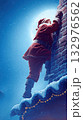 Santa climbing snowy chimney under full moon 132976562