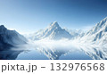 Majestic snow mountains reflected in frozen lake 132976568