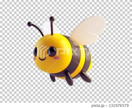 3D illustration of a flying bee 3D illustration of a flying bee 132976579