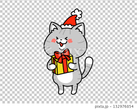 サンタの帽子をかぶった猫ちゃん 132976854