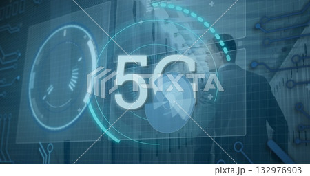 Image of text scopes and data processing over grid Image of text scopes and data processing over grid 132976903