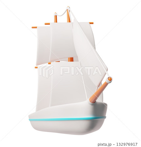 Sailboat 3D cartoon vector icon, travel sailing ship tourist vessel, cruise yacht with white sails, sea voyage transport Sailboat 3D cartoon vector icon, travel sailing ship tourist vessel, cruise yacht with white sails, sea voyage transport 132976917