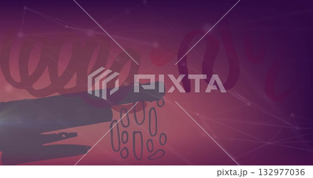 Displaying abstract purple red gradient filling frame, with freeform scribbles and network pattern Displaying abstract purple red gradient filling frame, with freeform scribbles and network pattern 132977036