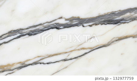 White marble texture with gray and gold veins for background, luxury design, or elegant wallpaper concept 132977759