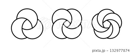 Circle Venn diagram with three, four and five parts set. Intersecting line circles. Infographic overlap balance chart icon. Business process chart. Vector illustration isolated on white background 132977874