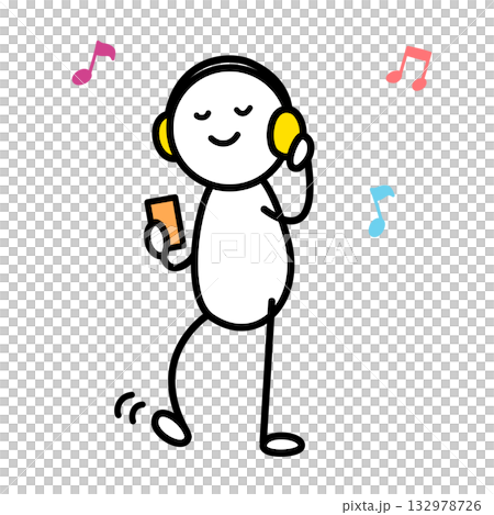 Person listening to music with headphones Person listening to music with headphones 132978726
