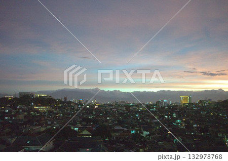 colorful of sunset in the city 132978768