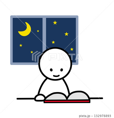 夜に窓際で読書をする人 夜に窓際で読書をする人 132978893