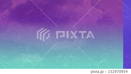 Displaying symmetrical digital mesh flowing over gradient backdrop, with magenta and blue bars Displaying symmetrical digital mesh flowing over gradient backdrop, with magenta and blue bars 132978954