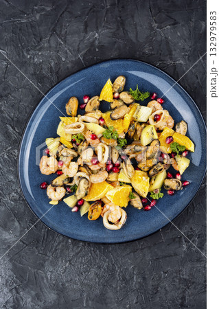 Food, delicious, seafood salad. 132979583