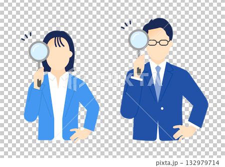 一位商務人士手持放大鏡的插圖素材 132979714