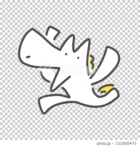 A cute white horse running with a smile and a cheer 132980473