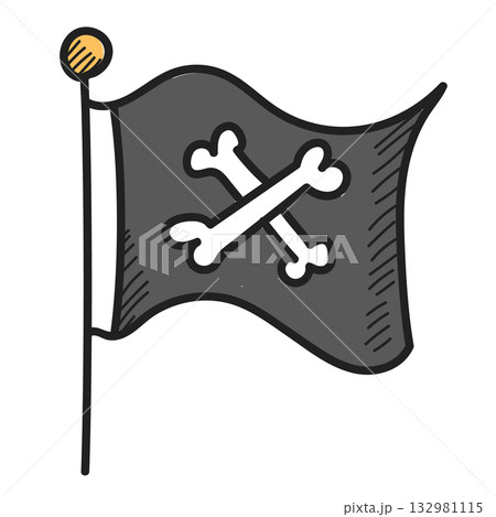 Pirate flag doodle icon vector isolated Pirate flag doodle icon vector isolated 132981115