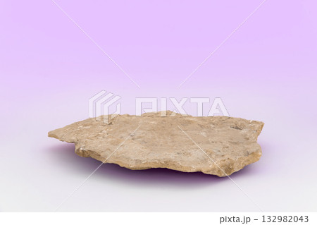 Stone podium for cosmetic, spa product presentation. Abstract minimal backdrop. One rock form. Violet Studio Background. Scene to show. Showcase display case. 3D Front View. Trendy purple color. Space Stone podium for cosmetic, spa product presentation. Abstract minimal backdrop. One rock form. Violet Studio Background. Scene to show. Showcase display case. 3D Front View. Trendy purple color. Space 132982043