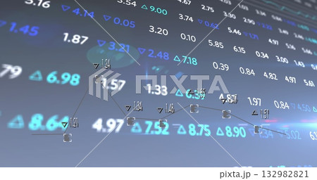 Displaying financial dashboard showing floating readouts on trading screen, with trend line markers Displaying financial dashboard showing floating readouts on trading screen, with trend line markers 132982821