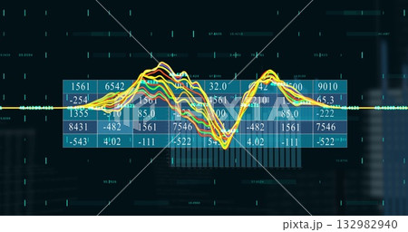 Displaying numeric table, colorful waveforms,...のイラスト素材 [132982940] - PIXTA