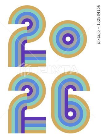 2026年　午年のオシャレな年号のイラスト　ロゴ　午年・正月素材のタグ　1 132984156