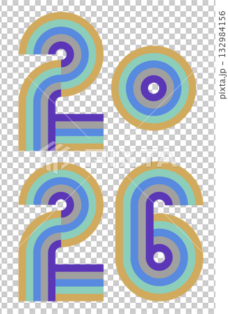 Stylish illustration of the year 2026, the Year of the Horse. Logo. Tags for the Year of the Horse and New Year's materials. 1 Stylish illustration of the year 2026, the Year of the Horse. Logo. Tags for the Year of the Horse and New Year's materials. 1 132984156