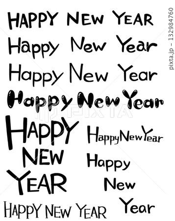 手書き風 Happy New Year 文字素材セット 132984760