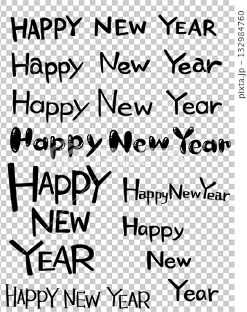 手寫新年快樂字符集 132984760