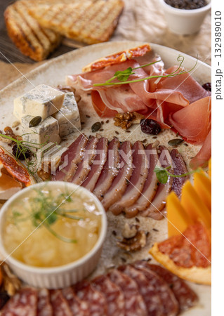 Close up of elegant charcuterie board Close up of elegant charcuterie board 132989010