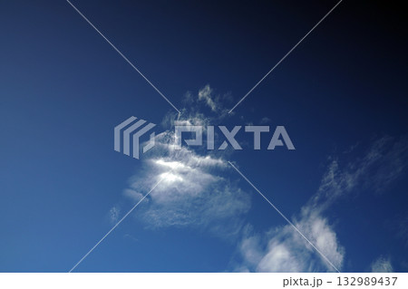 青空に浮かぶ白い雲　何かに見えるんだよねなんだろう 132989437