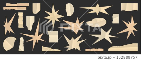 Paper cut collage star sticker set Paper cut collage star sticker set 132989757