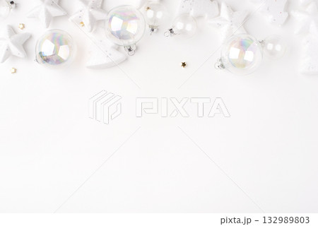 Christmas ornaments on a white background. 132989803