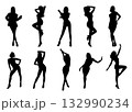 Beautiful fashion woman silhouette on white 132990234