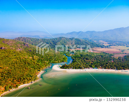 Palolem Beach aerial panoramic view in Goa, India 132990238