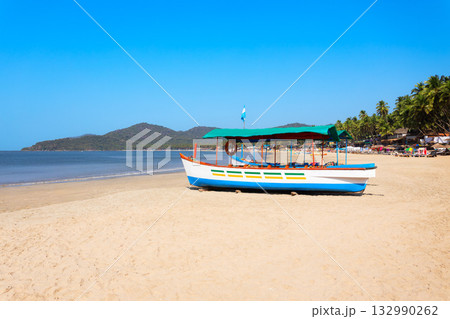 Boats at the Palolem Beach in Goa, India Boats at the Palolem Beach in Goa, India 132990262