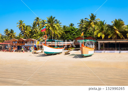 Boats at the Palolem Beach in Goa, India 132990265