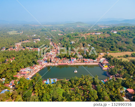 Koti Teertha pond aerial panoramic view in Gokarna 132990356