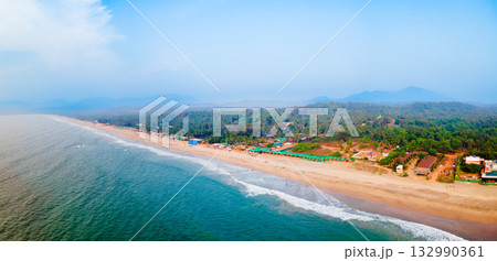 Agonda Beach aerial panoramic view in Goa, India 132990361
