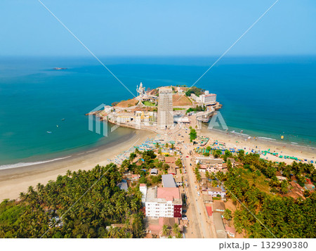 Murudeshwara Temple aerial panoramic view in India Murudeshwara Temple aerial panoramic view in India 132990380