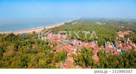 Gokarna town aerial panoramic view in India 132990387
