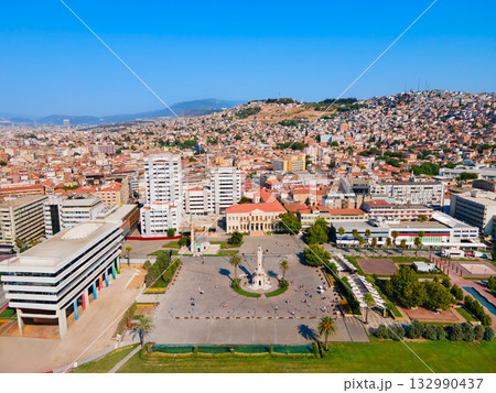 Izmir Clock Tower aerial view in Izmir city, Turkey 132990437