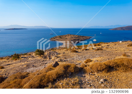 Beauty bay aerial panoramic view in Bodrum city in Turkey 132990696