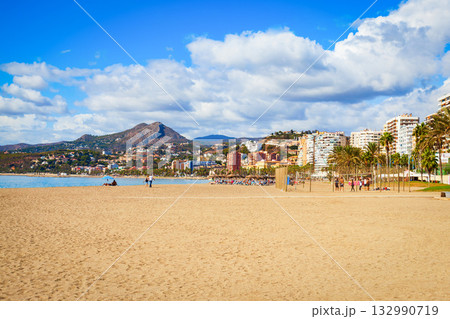 Main city beach in Malaga city, Spain 132990719