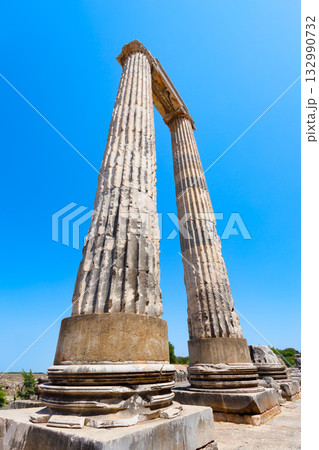 Temple of Apollo ruins at Didyma ancient sanctuary in Didim city in Turkey Temple of Apollo ruins at Didyma ancient sanctuary in Didim city in Turkey 132990732