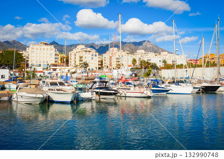 Marbella city port panoramic view in Spain Marbella city port panoramic view in Spain 132990748