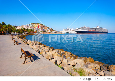 Kusadasi city seafront promenade in Aydin Province in Turkey 132990765
