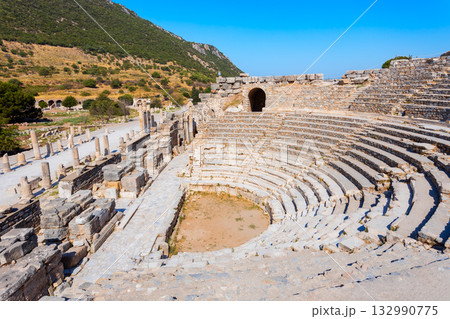 Odeon small ancient theatre in Ephesus city in Turkey 132990775