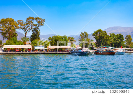 Port at Koycegiz lake in Koycegiz town in Turkey 132990843