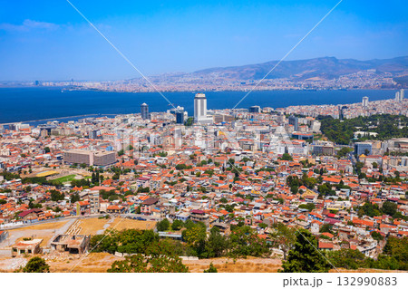 Izmir city centre aerial panoramic view in Turkey 132990883