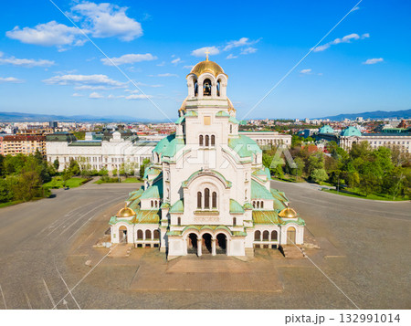 St. Alexander Nevsky Cathedral aerial panoramic view, Sofia St. Alexander Nevsky Cathedral aerial panoramic view, Sofia 132991014