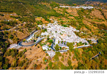 Pampaneira village aerial panoramic view in Spain Pampaneira village aerial panoramic view in Spain 132991016